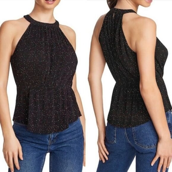 NWT 1.State Dot‎ Print Pleated Halter Tank Size Small - Picture 1 of 9